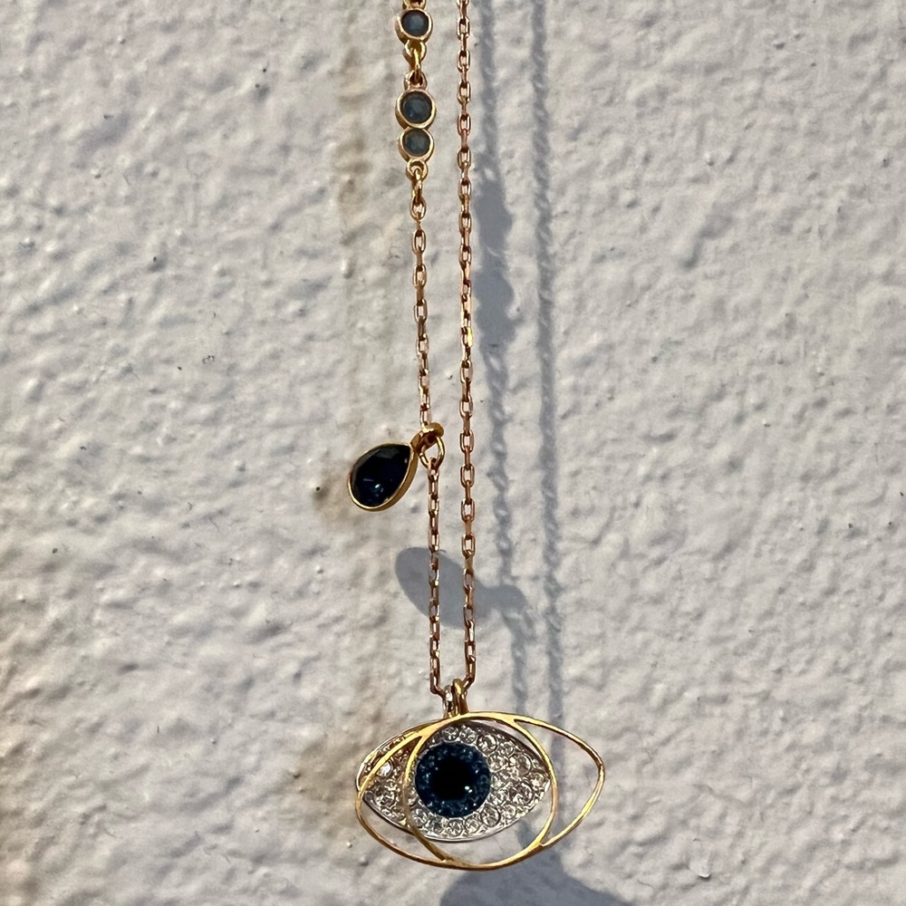 Swarovski Rose-Tone Crystal Evil Eye Pendant Necklace